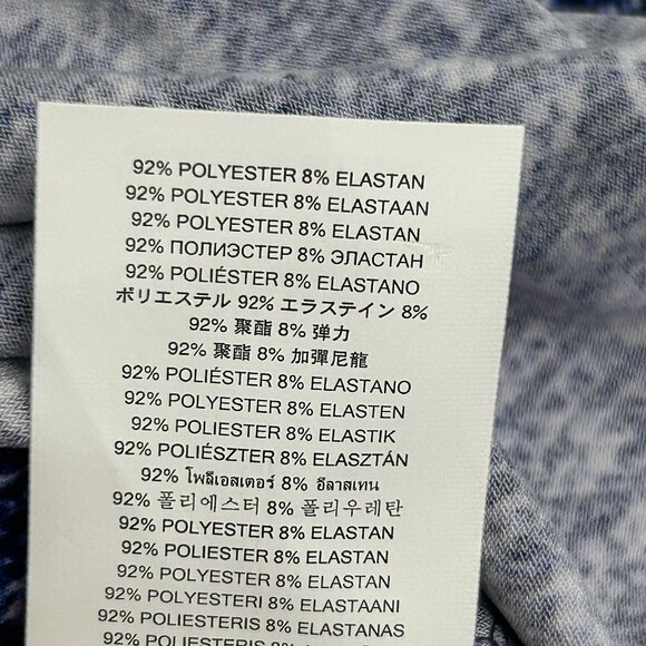 MICHAEL KORS Womens M Sleeveless Faux Wrap Top Navy Geo Print Beaded Neckline - Picture 8 of 9